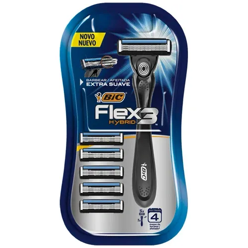 APARELHO PARA BARBEAR BIC HYBRID 3 EXT SV 1UN+5LAM