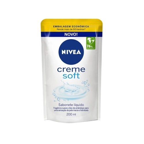 REFIL SABONETE LIQUIDO NIVEA CREME SOFT COM 200ML