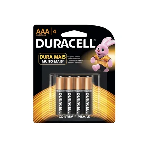 PILHA DURACELL ALCALINA AAA 4 UN