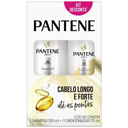 KIT PANTENE SHAMPOO+CONDICIONADOR LISO EXTREMO 350ML+175ML