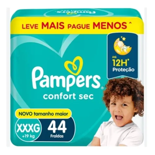 FRALDA PAMPERS CONFORT SEC XXXG 44UNIDADES