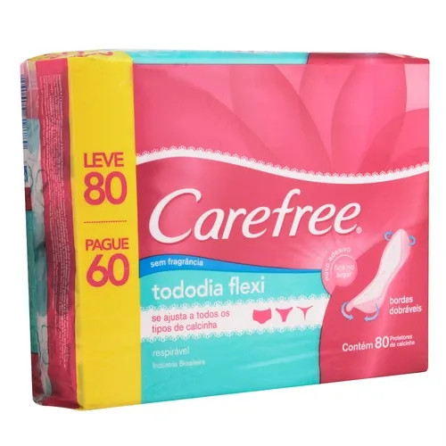 ABSORVENTE CAREFREE FLEX SEM PEFUME LEVE 80 PAGUE 60