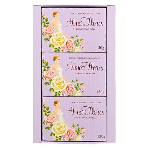 SABONETE ALMA DE FLORES CHAMPAGNE 3UN 130G