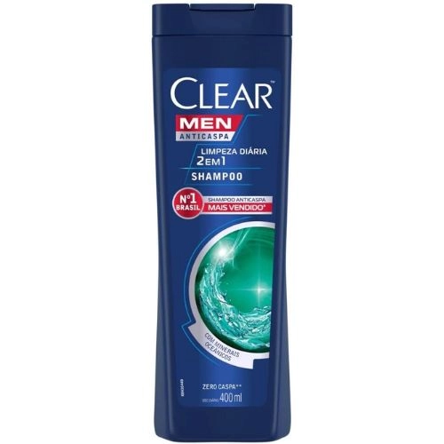 Shampoo Anticaspa Clear Men 2Em1 Limpeza Diario 400Ml