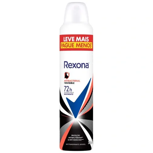 DESODORANTE REXONA ANTIBACTERIAL + INVISIBLE AEROSSOL ANTITRANSPIRANTE 72H COM 250ML