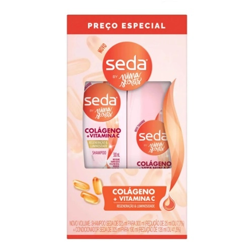 KIT SEDA COLAGENO + VITAMINA C BY NIINA SECRETS SHAMPOO 300ML + CONDICIONADOR 190ML