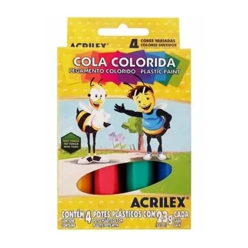 COLA COLORIDA ESTOJO COM 4 CORES ACRILEX