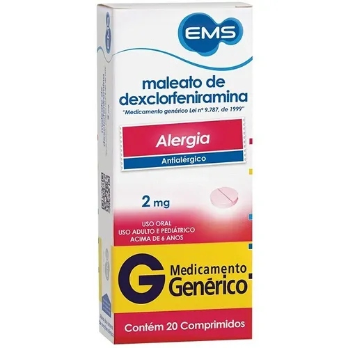 DEXCLORFENIRAMINA 2MG 20 COMPRIMIDOS EMS