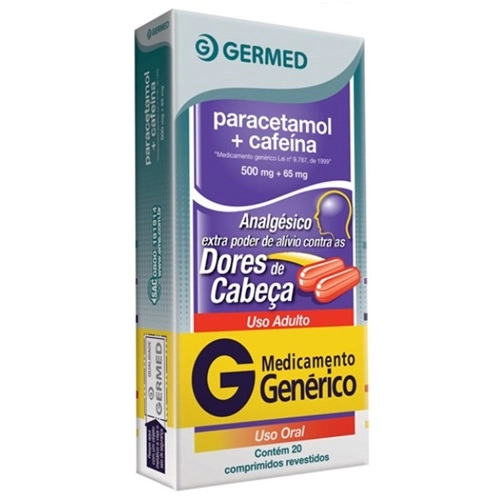 PARACETAMOL 500MG + CAFEINA 65MG 20 COMPRIMIDOS REVESTIDOS