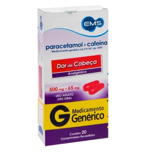 PARACETAMOL + CAFEÍNA 20 COMPRIMIDOS EMS