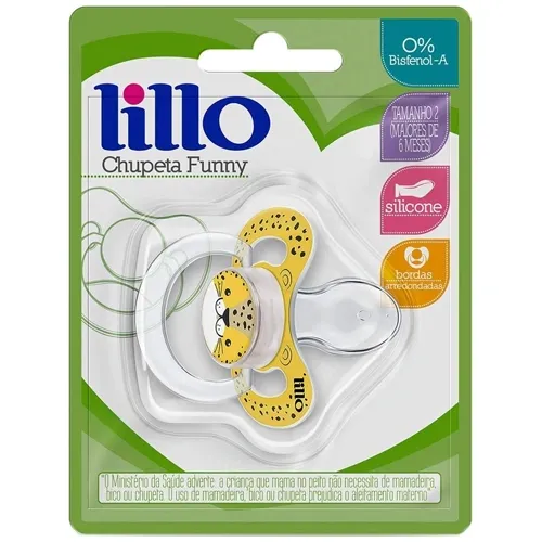 CHUPETA LILLO SIL ORT T2 FUNNY ONCA AMARELO 77191 1UN