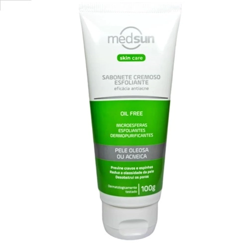 SABONETE CREMOSO ESFOLIANTE MEDSUN PARA PELE OLEOSA 100G