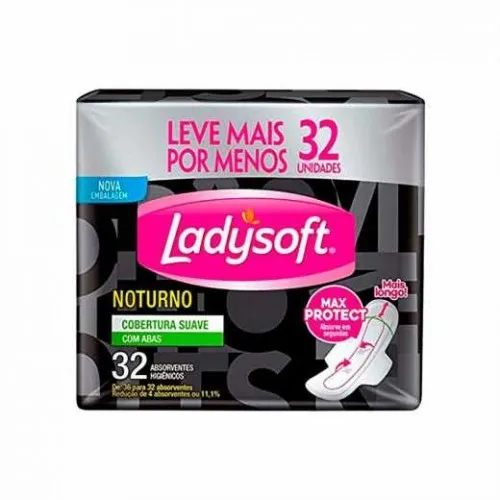 ABSORVENTE LADYSOFT NOTURNO SUAVE COM ABAS 36UN