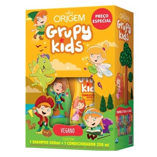 KIT ORIGEM GRUPY KIDS ADEUS FRIZZ SHAMPOO 500ML+CONDICIONADOR 250ML