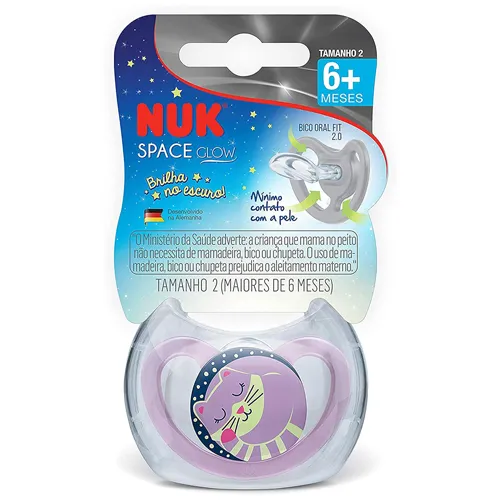 CHUPETA NUK SIL ORT T2 SPACE GLOW NEUTRAL 73362 1UN