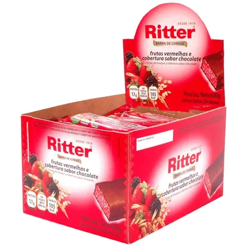 BARRA CER RITTER FRUTAS VERM/CHOC 24X25G