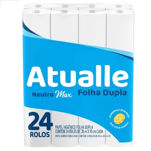 PAPEL HIGIENICO ATUALLE NEUTRO FOLHA DUPLA  20 METROS 24 ROLOS