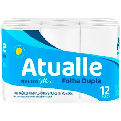 PAPEL HIGIENICO ATUALLE NEUTRO FOLHA DUPLA 20 METROS 12 ROLOS