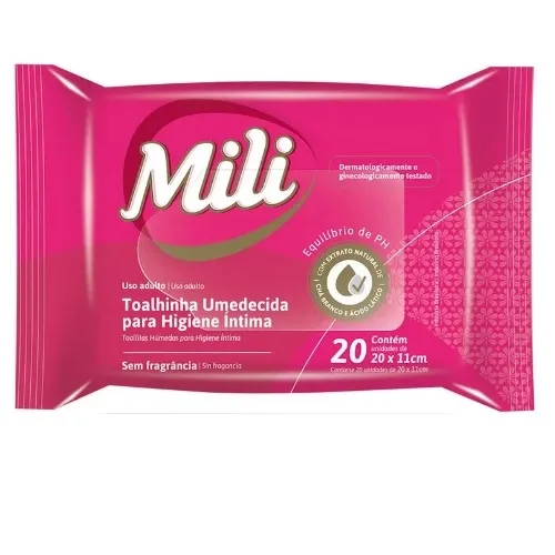 TOALHAS UMEDECIDAS INTIMAS MILI SEM PERFUME 16UNIDADES