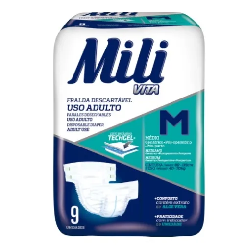 FRALDA MILI VITA ADULTO M 9UNIDADES