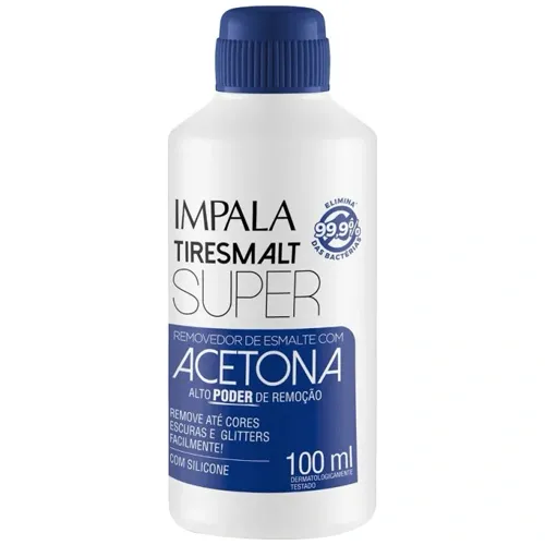 REMOVEDOR DE ESMALTE COM ACETONA TIRESMALT SUPER 100ML, IMPALA COSMETICOS
