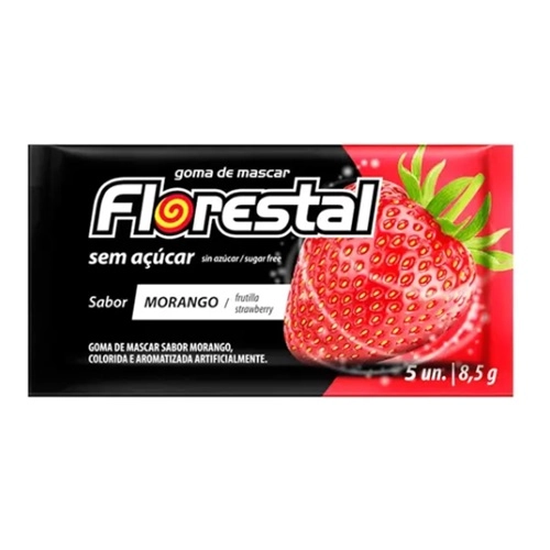 Chicle Florestal Sem Acucar Morango 8,5 G