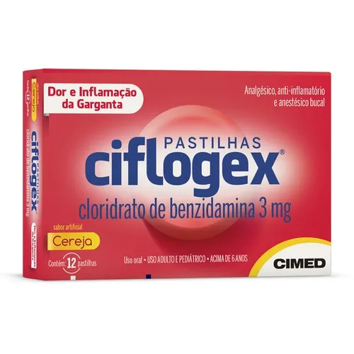 CIFLOGEX 3MG PASTILHA S SABOR CEREJA 12 UNIDADES