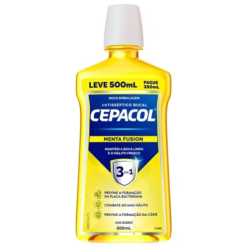 ENXAGUANTE BUCAL CEPACOL MENTA  FUSION 3 EM 1 500ML