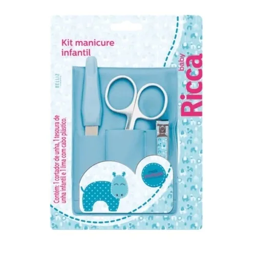 KIT MANICURE RICCA INFANTIL AZUL 4UN