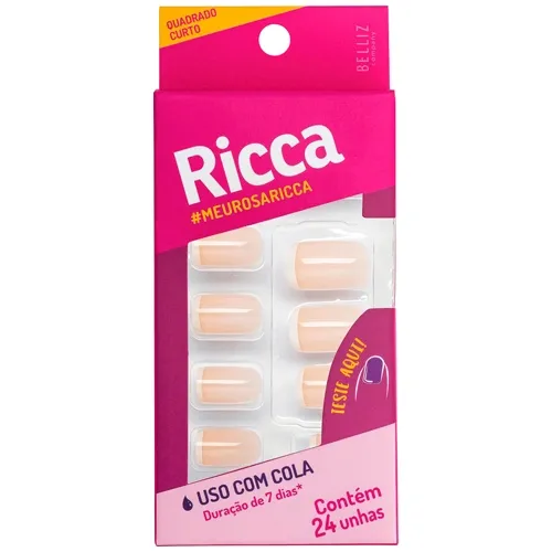UNHAS POSTICAS RICCA QUADRADAS CURTAS NUDE 24UN