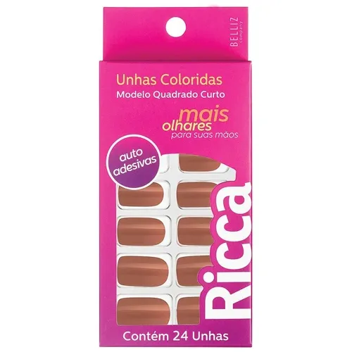 UNHAS POSTICA RICCA QUADRADA CURTA NUDE 24UN
