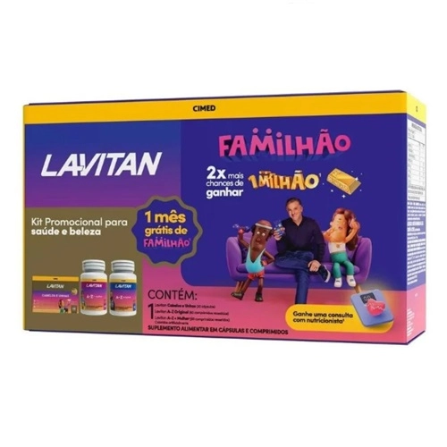 KIT LAVITAN FAMILHAO A-Z ORIGINAL+A-Z MULHER+CABELOS/UNHAS 60CP+60CP+30CAP