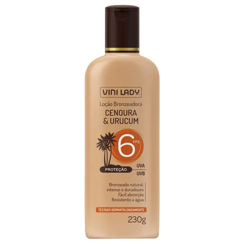 LOCAO BRONZEADORA VINI LADY FPS6 CENOURA & URUCUM 230G