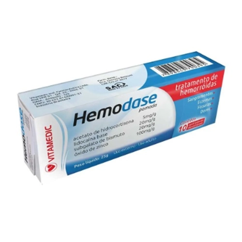 HEMODASE POMADA PARA HEMORROIDAS 25G + 10 APLICADORES