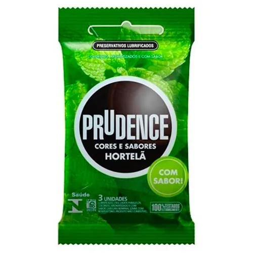 PRESERVATIVO PRUDENCE CORES/SABORES HORTELA 3 UNIDADES