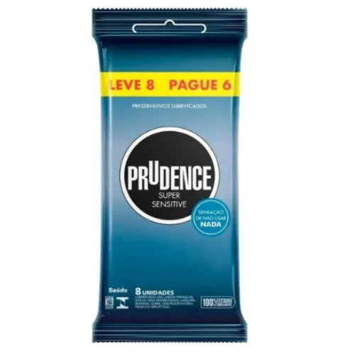 PRESERVATIVO PRUDENCE SUPER SENSITIVE LEVE 8 PAGUE 6 UNIDADES