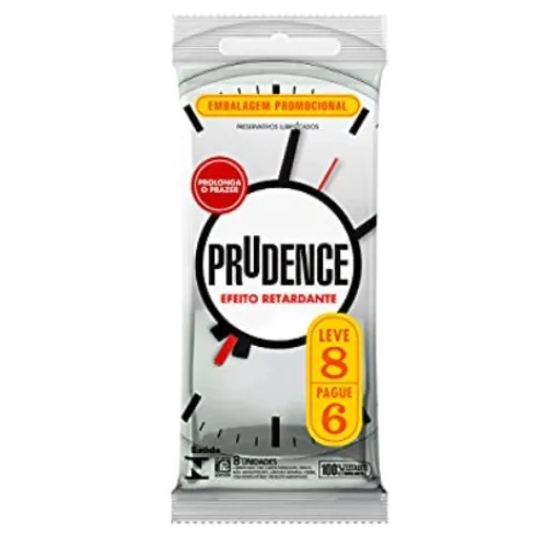 PRESERVATIVO PRUDENCE RETARDANTE LEVE 8 PAGUE 6 UNIDADES