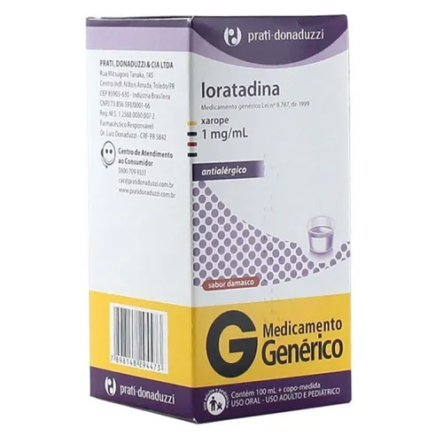 LORATADINA XAROPE 1MG 100ML PRATI