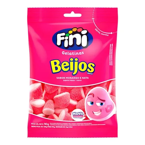 FINI BALA GELATINAS BEIJO MORANGO 90G