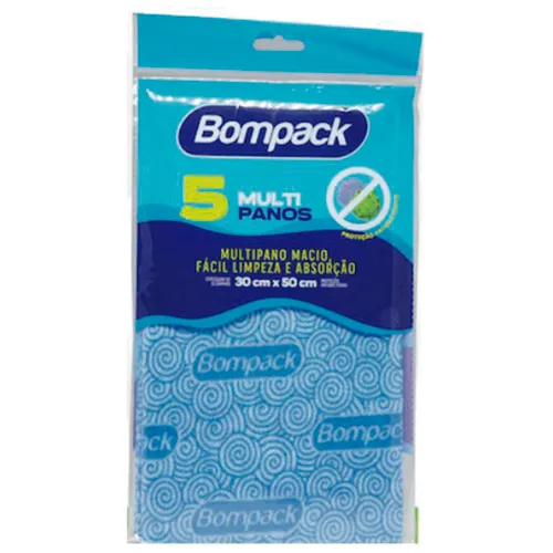 PANO BOMPACK LIMPEZA PLUS AZUL 5 UN