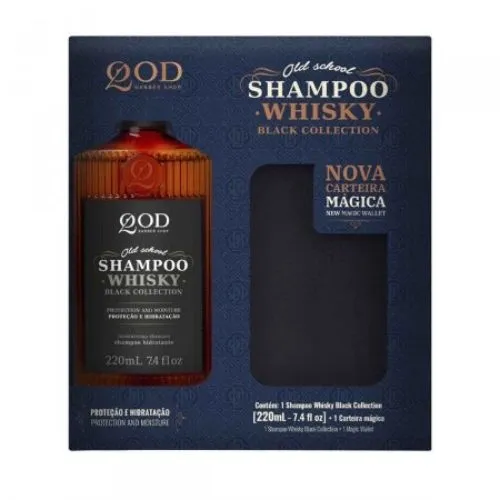 KIT QOD SHAMPOO WHISKY BLACK COLLECTION 220ML+CARTEIRA MAGICA
