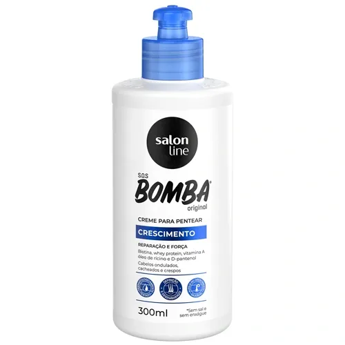 CREME PARA PENTEAR SALON LINE S.O.S BOMBA ORIGINAL CABELOS ONDULADOS E CACHEADOS COM 300M