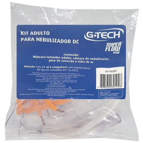 KIT NEBULIZADOR ADULTO COM PINO G-TECH
