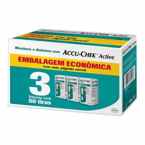 TESTE GLICOSE ACCU CHEK ACTIVE 50 UNIDADES