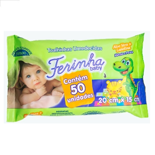 LENCOS UMEDECIDOS FERINHA BABY FLIPTOP 50 UNIDADES