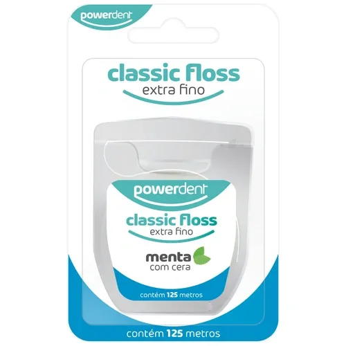FIO DENTAL POWERDENT CLASSIC FLOSS EXTRA FINO MENTA 125M