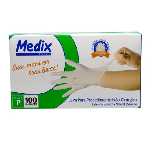 LUVA PROCEDIMENTO MEDIX LATEX P CAIXA 100 UNIDADES