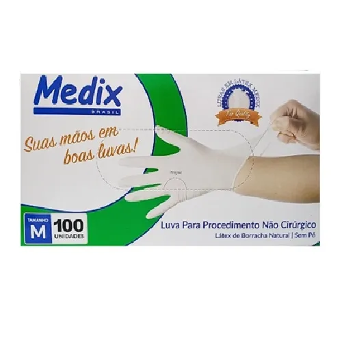 LUVA PROCEDIMENTO MEDIX LATEX M CAIXA 100 UNIDADES
