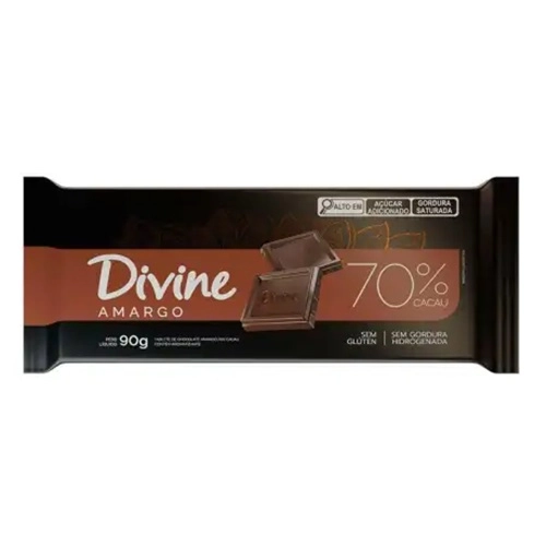 DIVINE CHOCOLATE BARRA AMARGO 70% CACAU 70G