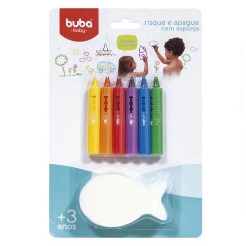 GIZ CANETA BUBA RISQUE E APAQUE COM ESPONJA 1UN